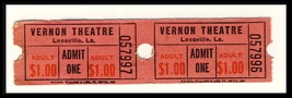 2 Vernon Theatre 1 Dollar Tickets, Leesville, Louisiana/LA,  - £2.31 GBP