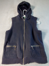 Lauren Jeans Co. Vest Women Medium Black Knit 100% Cotton Sleeveless Full Zipper - £13.28 GBP