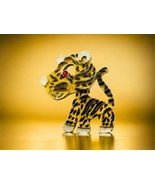 Enameled Gold Tiger Leopard Cat Brooch Pin Red Rhinestone Eye Unusual Vi... - £16.77 GBP