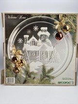 NIB 13&quot; Wide &quot;Welcome Home&quot; Glass Holiday Serving Platter (Arcoroc) Chri... - £26.12 GBP