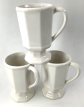 Pfaltzgraff White Heritage Pedestal 5&quot; Footed Coffee Cocoa Cups Mugs Set of 3 - £11.86 GBP