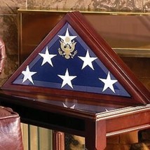 Display Case Memorial Coffin Burial Flag Walnut Wood Military Shadow Box - £305.61 GBP