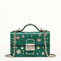 The Hollywood Studded Leather Crossbody Bag Evergreen - £247.76 GBP