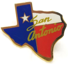 San Antonio Texas Lapel Pin Red White Blue State Outline Metal Vintage - $11.35