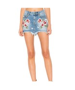 Free People Wild Rose Blue Floral Embroidered Jean Skirt Size 24 - €18,51 EUR