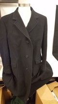 VINTAGE Mens Full-length BLACK WOOL WINTER COAT Designer: Fellmark Lovely! - £51.43 GBP