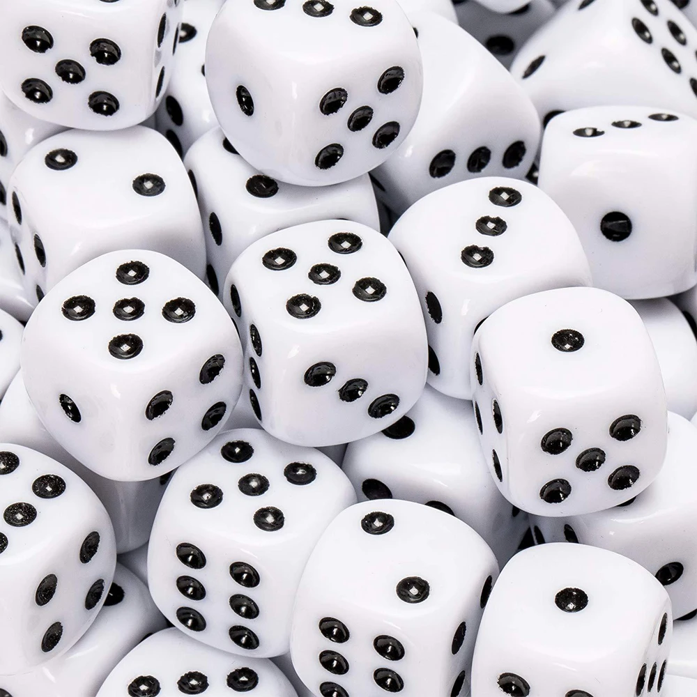 Wholesale 1000pcs Acrylic Dice 10mm White Black Dot #10 Round Corner High Qualit - $207.01