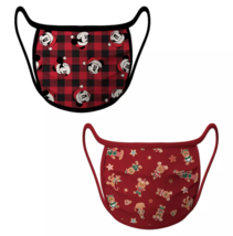 New Disney Parks Christmas Face Masks Set of 2 Mickey Plaid &amp; Gingerbrea... - £7.41 GBP