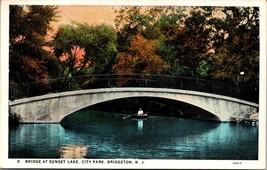 Sunset Lake Bridge Bridgeton City New Jersey NJ UNP WB Postcard L8 - $2.92