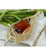 Vintage Sarah Coventry Topaz Molten Pendant Necklace Book Piece 1965 - £15.94 GBP