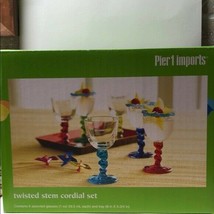 Pier 1 Imports Twisted Stem Cordial Set 6 Glasses with Tray - £23.97 GBP