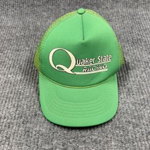 Vintage Mens Hat Quaker State Racing Trucker Cap Green SnapBack Mesh Roped - $18.36