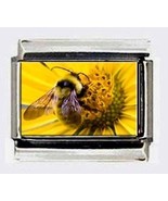  BUMBLE BEE on Flower 9mm custom ITALIAN PHOTO CHARM - £4.74 GBP