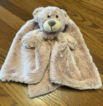 Kelly Toys brown bear Plush Lovey Rattle Baby Security Blanket 14&quot; super soft - £11.63 GBP