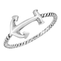Sailing Journey Nautical Anchor Sterling Silver Twisted Band Ring-7 - £11.77 GBP