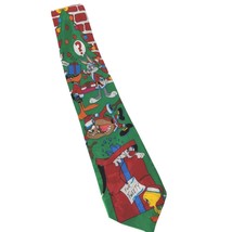 Vintage 1993 Looney Tunes Mania Christmas Tree Chimney Novelty Necktie - £16.61 GBP