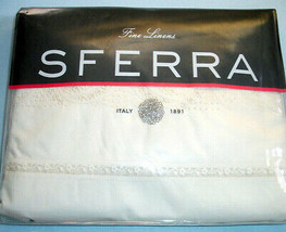 Sferra Francesca Ivory Full Bed Skirt Hand Embroidery Lace Inset 3 Panel New - £207.03 GBP