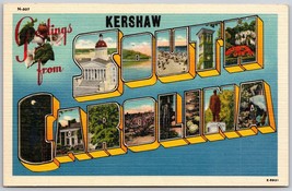Greetings From Kershaw  SOUTH CAROLINA Large Letter Postcard - $8.99