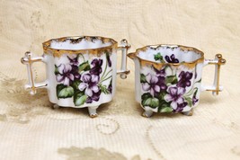 Vintage Handpainted Violet Sugar Creamer China Set LOVELY - £23.33 GBP