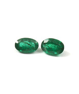 Natural Zambian Emerald Oval Faceted Cut Gemstone Pair For Jewelry Making - $947.80 MXN