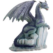 Icy Blue Ice Dragon Sitting on Glacier Figurine Statuette Fairy Tale Fan... - $20.98