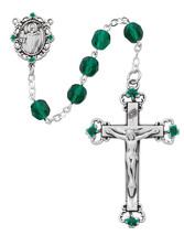 Green Rosary, Green Glass with Sterling Silver Crucifix and Center - $90.95