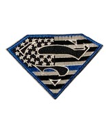 Thin Blue Line Superman Morale Patch Hook &amp; Loop Gear Bag Tac Vest Police - £7.11 GBP