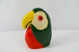 Clay Parrot Sculpture LN Hallmark Stamp Vintage Bird Head Parakeet Folk Art - £38.64 GBP