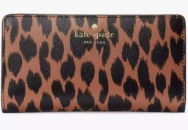 Kate Spade Schuyler Large Slim Bifold Leopard Wallet KE814 NWT $179 Leopardo - £46.71 GBP