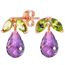 Galaxy Gold GG 3.4 Carat 14k Solid Rose Gold Stud Earrings with Natural Amethyst - £204.64 GBP