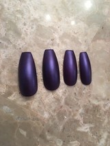 Matte purple Plum glitter Long Coffin False Nails choose your shape. pre... - $7.92