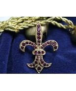 Rhinestone Fleur De Lis  Pin Brooch &amp; Pendant New Orleans Mardi Gras Jew... - £14.85 GBP