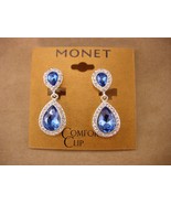 Vintage Statement jewelry - Monet Blue Teardrop Rhinestones earrings - W... - $115.00