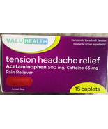 ValuHealth-Tension Headache Relief-Acetaminophen 500mg/Caffeine 65mg:15 ... - $10.59 CAD