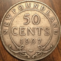 1907 Newfoundland Silver 50 Cents Fifty Cents - £26.61 GBP