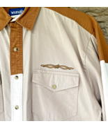 VTG Wrangler Pearl Snap Shirt Western Mens LARGE Pockets Embroidered Bar... - £43.87 GBP