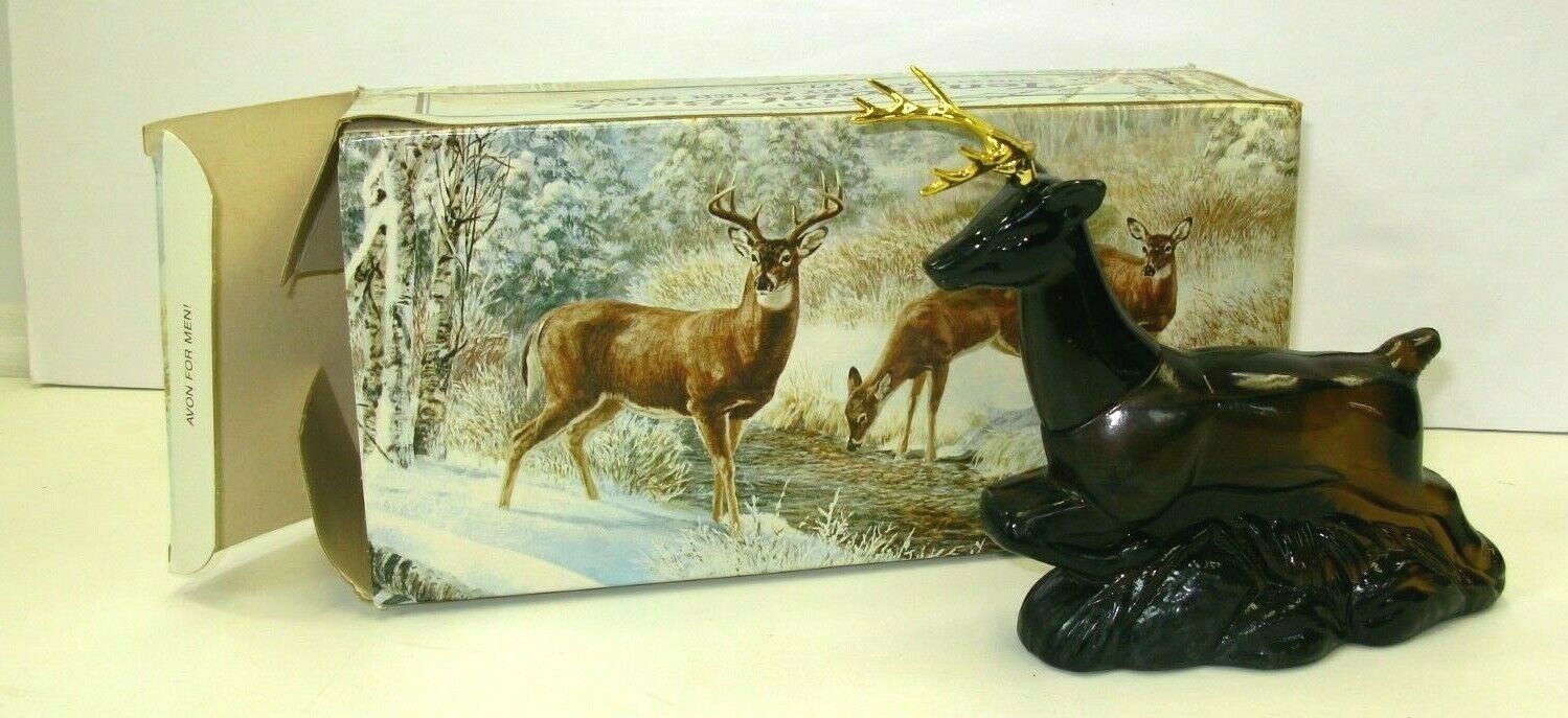 Primary image for Vintage Avon Wild Country Aftershave Ten-Point Buck Decanter Bottle Full Box