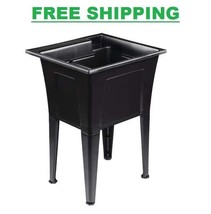 24 In. X 22 In. Recycled Polypropylene Black Laundry Sink | Tub Utility ... - $130.99