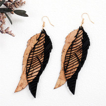 Black Polymer Clay &amp; 18K Gold-Plated Leaves Drop Earrings - £8.03 GBP