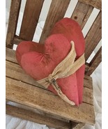 Primitive Grungy Rustic Set Of Stacked Hearts - $18.52