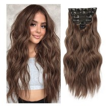 NAYOO Clip in Hair Extensions for Women 20 Inch Long Wavy curly Chestnut... - $14.75