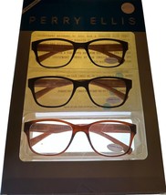Perry Ellis  Mens 3 Pack Plastic Square Blk, Brn Navy, Reading Glass PEB... - $26.99