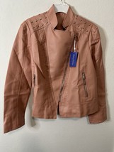 Chouyatou Blush Pink Faux Leather Motto Jacket Size XL - £23.20 GBP