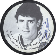 Ron Francis signed 1991 Boston Bruins Sports-Flash NHL Photo Puck- JSA - $68.95