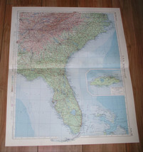 1957 Vintage Map Of Florida Georgia / New Providence Bahamas / Scale 1:2,500,000 - £29.43 GBP