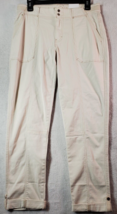 White House Black Market Cropped Pants Womens Size 6L Ivory Pockets Straight Leg - £23.30 GBP