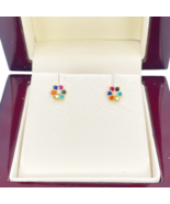 22ct Yellow Gold Children&#39;s Multicoloured Floral Stud Earrings 5mm - $252.35 CAD
