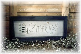 P Ri Mi Ti Ve Saltbox House Old Gatherings Framed Stitchery - £19.57 GBP