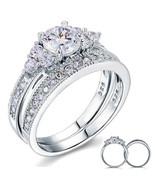 1.00Ct Vintage Style Round Created Diamond 2Pcs Wedding Ring 14k White G... - £91.13 GBP