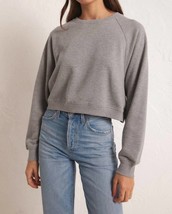 Z Supply crop out sweatshirt in Classic Heather Grey - $47.00